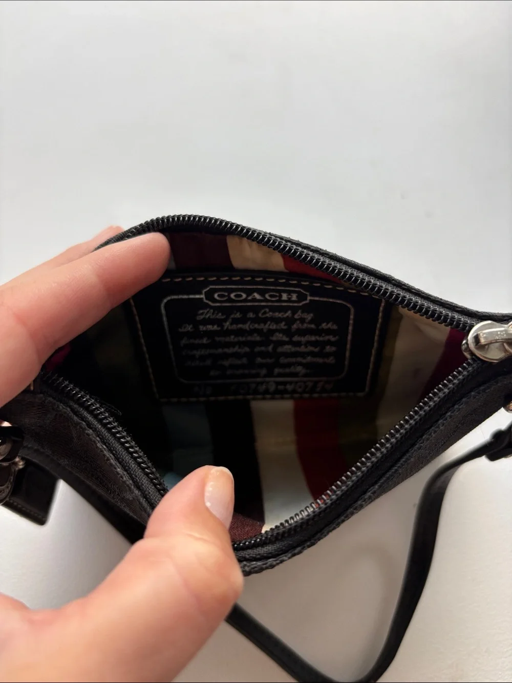 Coach Black Signature Legacy Stripe Wristlet